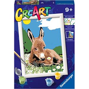 Ravensburger CreArt Serie E Asinello - Kit per Dipingere con i Numeri, Completo di Tavola Prestampata, Pennello e Colori, Gioco Educativo per Bambini 9 Anni