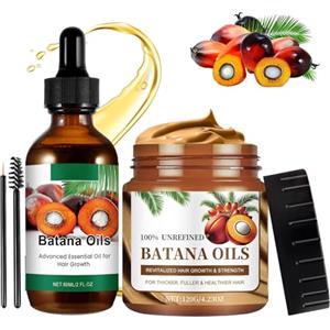 Meanju Olio di Batana per Capelli, Batana Crema per Capelli + Batana Oil for Hair Growth, Batana Oil Organic, Batana Crema Conditioner, per Capelli Più Sani, Più Spessi