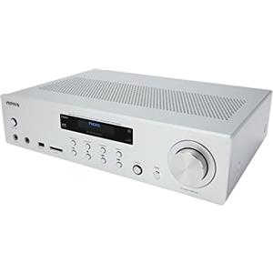 Aiwa AMU-120BT/SL: Amplificatore, Ricevitore AV, con Bluetooth 5.0, 120 W, porta USB, lettore scheda SD. Colore: Argento