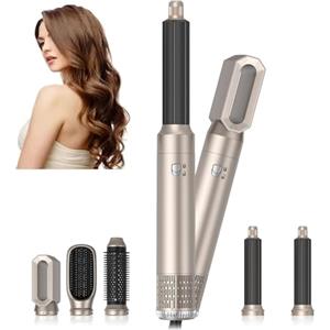 LIYJTK Spazzola Air Curler Air Curling Wrap Styler per Asciugacapelli - Set 5 in 1 per Asciugare, Curling, Lisciare, per Tutti i Capelli
