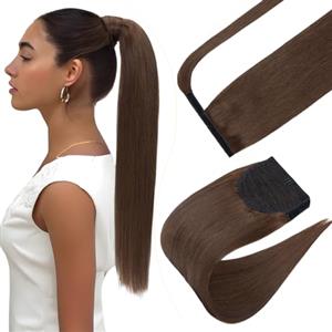 Elailite Coda Capelli Veri Extension con Clip Coda di Cavallo Ponytail Wrap Around Fascica Unica Human Hair Lisci