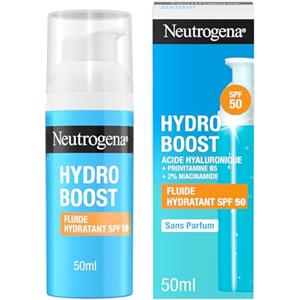 Neutrogena Hydro Boost Fluido Idratante SPF 50, Crema solare viso 50 con Acido Ialuronico, Niacinamide e Vitamina C, Crema viso SPF 50 in fluido, Protezione solare viso contro raggi UVA/UVB, 50 ml