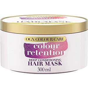 OGX Maschera Colour Care + Colour Retention, Maschera capelli colorati e decolorati con Tecnologia Bond Plex, Maschera capelli ristrutturante con protettore solare capelli per i raggi UVA e UVB,300 ml