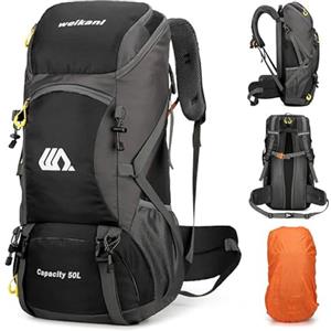 Mingfuxin Zaino da Escursionismo 50L, Impermeabile Zaini da Trekking Zainetto Leggero Zaino Viaggi di Campeggio Montagna con parapioggia Zaino Escursione per Alpinismo Daypack da Arrampicata