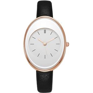 JewelryWe Orologio da Polso al Quarzo da Donna: Orologio Quadrante Ovale Cinturino in Pelle Orologio Semplice Leggero Idee Regalo per lei