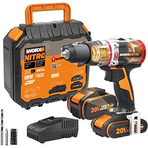 WORX Trapano a Percussione 18V (20V MAX) WX354.1, Motore Senza Spazzole, PowerShare, Meccanismo di Impatto Attivo, 18+1+1 Impostazioni di Coppia, Trapano 8 mm