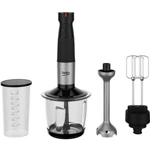 Beko - HBA81762BX - Set Frullatore ad Immersione Sirius Line, Bicchiere Graduato 700 ml, 750 Watt, con Tritatutto 2 Lame Acciaio Inox, Mixer, Doppia Frusta - Nero