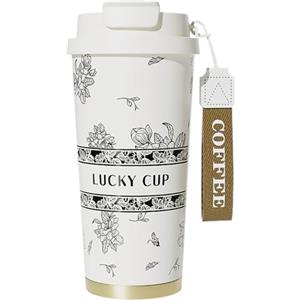 EACHPT Tazza Termica da Caffè 500ml,Thermo Coffee Mug to Go in Acciaio Inossidabile Senza BPA,Borraccia Caffe Ermetica Portatile per Caldo e Freddo,Coffee Cup da Viaggio con cannuccia nascosta