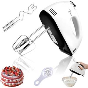 FOGARI Sbattitore Elettrico - Frullatore 7 velocità frusta e Turbo Boost Frullino con 5 Accessori, Gancio per Impasto in Acciaio Inox per Cuocere Torte da Cucina, pasta, Batters, comodo da tenere