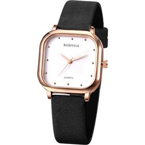 JewelryWe Orologio da Polso da Donna in Pelle: Orologio Quadrato Piccolo con Farfalla Idee Regalo per lei