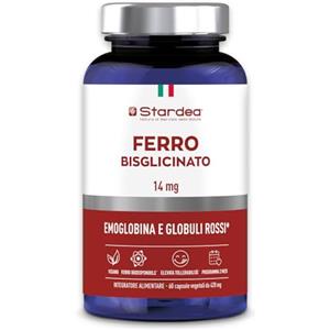 STARDEA FERRO BISGLICINATO 14 MG | 60 CAPSULE VEGETALI | Integratore di Ferro bisglicinato | Energia e globuli rossi | Ferro 14mg + vitamine B | biodisponibilità e tollerabilità ottimale | Senza gluti