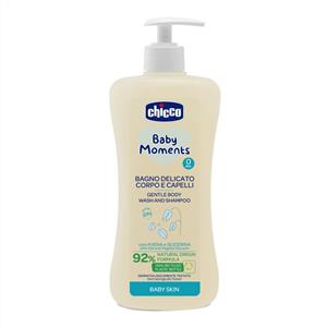 Chicco Baby Moments Bagno Delicato Corpo e Capelli 500 ml - Formula Naturale con Avena e Glicerina, Ideale per Neonati