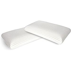 Talamo Italia - Set di 2 Cuscini per letto, 100% Made in Italy, Guanciale ergonomico a saponetta in Memory Foam forato, Anallergico e Traspirante, 70x40xh16 cm