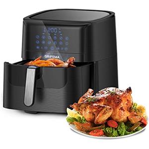 GRIFEMA Friggitrice ad Aria Calda 6.5L/1800W Air Fryer con 12 Programmi con Touch Screen LED e Preriscaldamento,Tempo Temperatura Regolabili per Friggere ecc [Classe di efficienza energetica A+++]