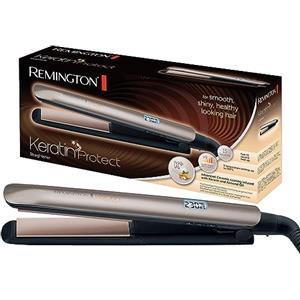 Remington Piastra per Capelli - Keratin: Rivestimento Ceramico di alta qualità con Cheratina e olio di mandorle - Display LCD, 10 impostazioni di temperatura 150-230°C, piastra per capelli S8540