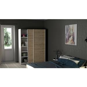 Dmora Guardaroba 2 Ante Elvire, Mobile Camera da Letto, Cabina portabiti, Armadio Appendiabiti, 150x61 h200 cm, Bianco e Rovere, Pannello truciolare melaminico