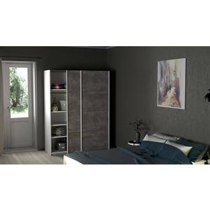 Dmora Guardaroba 2 Ante Elvire, Mobile Camera da Letto, Cabina portabiti, Armadio Appendiabiti, 150x61 h200 cm, Bianco e Grigio, Pannello truciolare melaminico