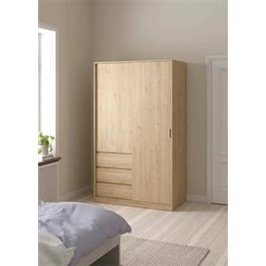 Dmora Guardaroba 2 Ante Clemence, Mobile Camera da Letto, Cabina portabiti, Armadio Appendiabiti, 119x60 h200 cm, Rovere, Pannello truciolare melaminico