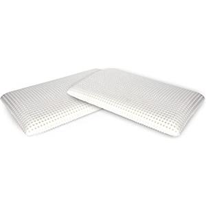 Talamo Italia - Set di 2 Cuscini per letto, 100% Made in Italy, Guanciale ergonomico a saponetta in Memory Foam forato, Anallergico e Traspirante, 70x39xh10 cm