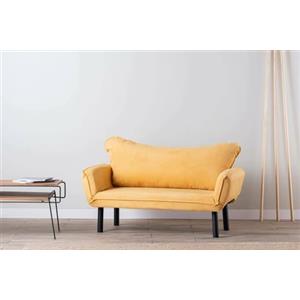 Dmora Divano 2 posti Aquilonis, Sofà trasformabile, Divanetto per Ospiti, Poltrona Letto, 140x65 h70 cm, Giallo