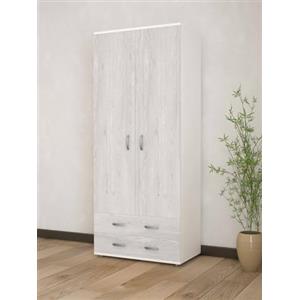 Dmora Guardaroba 2 Maripipi, Mobile Camera da Letto, Cabina Ante, Armadio Appendiabiti, Made in Italy, 80x52h170 cm, Bianco e Grigio