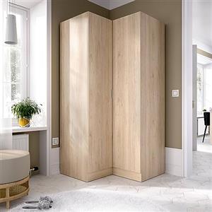 Dmora - Guardaroba Elgon, Mobile angolare per camera da letto, Armadio appendiabiti ad angolo a 2 ante battenti, 91x93h184 cm, Rovere