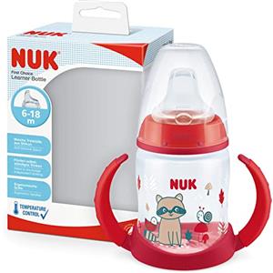 NUK First Choice+ bicchiere antigoccia | 6-18 mesi | Beccuccio in silicone a prova di perdite | Controllo temperatura | Sfiato Anti-Colica | Senza BPA | 150ml | rosso