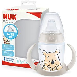 NUK First Choice+ bicchiere antigoccia | 6-18 mesi | Beccuccio in silicone a prova di perdite | Sfiato Anti-Colica | Senza BPA | 150ml | Disney Winnie the Pooh (beige)