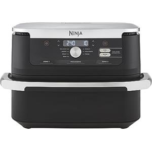 Ninja Foodi FlexDrawer, Friggitrice ad Aria, Doppia Zona, Separatore Rimovibile, Ampio Cassetto da 10.4L, 7 in 1, Cottura Senza Olio, Componenti Antiaderenti Lavabili in Lavastoviglie, Nero, AF500EU