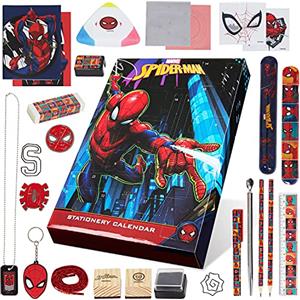 Marvel Calendario dell'Avvento 2024 con Materiale Scuola e Portachiavi per Bambini (Spiderman Multicolore)