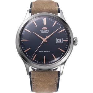 Orient Classic Bambino V4 - Orologio Uomo Automatico a Carica Manuale Casual Cinturino In Pelle Giallo Cassa In Acciaio Quadrante Blu - RA-AC0P02L30B RA-AC0P02L