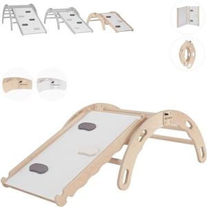 MAMOI® Arrampicata per bambini con scivolo in legno naturale, Dondolo triangolo, Altalena da casa interno, Parete arco montessori a partire da 1 anno 2/3 anni