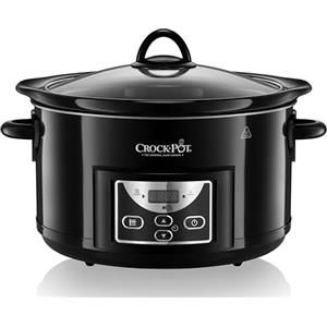 Crock-pot Pentola per Cottura Lenta, Slow Cooker, Capienza 4.7 lt, fino a 6 Persone, Spegnimento Automatico, 2 Impostazioni Cottura e Funzione mantenimento in caldo automatica, 220 W, Ceramica, Nero