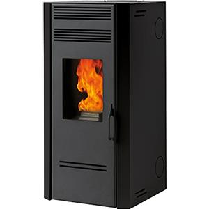 Generico Stufa a pellet BIO G 80-7,7 kW - braciere ghisa - uscita fumi superiore dx, laterale dx o posteriore dx (Nero)