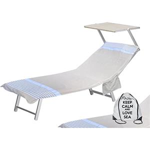 Tex family Telo Mare fouta Lettino in Cotone BEDDY Beach © con Tasche Misura Zaino Spiaggia (Alvin Beige)