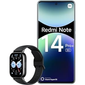 Xiaomi Smartphone Redmi Note 14 Pro+ 5G, 12+512GB, fotocamera AI di livello professionale da 200MP, IP68, HyperCharge da 120W, funzionalità AI Blu + Watch 5 Lite