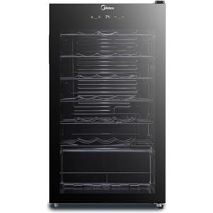 Midea Wine Bank MDRW150FGG22 Cantinetta Vino, 34 Bottiglie, 1 Zona, 5℃~18℃ Display touch, Silenziosa 40 dB Vetro Anti-UV, LED 3D, Libera Installazione, 47 x 44 x 84,5 cm, Nera