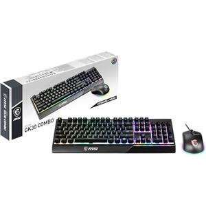 MSI Vigor GK30 COMBO IT Tastiera Gaming Semi Meccanica + Mouse Gaming Clutch GM11, LED RGB Mystic Light, hotkey multimediali, idrorepellente, ideale per Gaming e Ufficio, Layout ITALIANO QWERTY