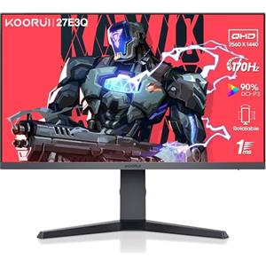 KOORUI 27 Pollici Monitor Gaming 2K, PC Schermo 240Hz QHD(2560x1440), IPS, 1ms, 2xHDMI2.0 & DisplayPort1.2, Adpitive Sync, 100% sRGB, HDR 400, VESA, Regolabile in Altezza, Eye Care