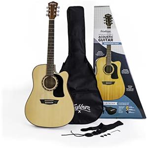 Washburn Apprentice Series D5CE-Pack Dreadnought 6 Corde Chitarra Acustica/Elettrica con Accessori