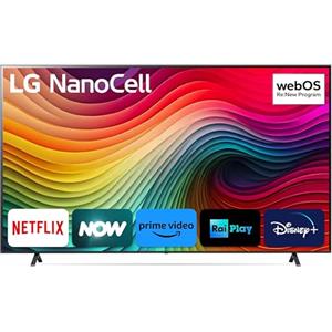 LG NanoCell 86'', Serie 81 2024, 86NANO81T6A, Smart TV 4K, Processore α5 Gen7, 20W, 3 HDMI, Filmmaker Mode, Game Optimizer, Alexa, Wi-Fi, webOS 24, Telecomando puntatore