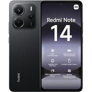 Xiaomi Smartphone Redmi Note 14, 8+256GB, Sistema fotografico con AI da 108MP, batteria da 5500mAh, display Eye-Care da 120Hz, funzionalità AI (caricabatterie non incluso),Nero