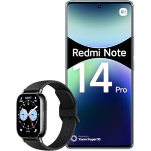 Xiaomi Smartphone Redmi Note 14 Pro, 8+256GB, fotocamera AI di livello professionale da 200MP, batteria da 5500mAh, fotocamera selfie da 32MP, funzionalità AI, Blu + Watch 5 Lite