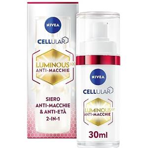 NIVEA Cellular Luminous630 Siero Anti-Età 30 ml, Siero viso antirughe, macchie e segni del tempo, Siero viso acido ialuronico con booster di collagene, Siero antimacchia viso giorno e notte