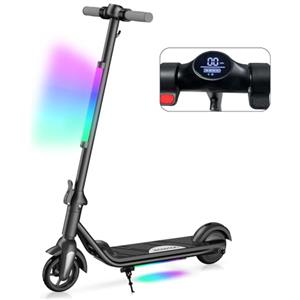 E-RIDES Monopattino Elettrico Bambini, Pieghevole Monopattino Bambino, 6-12 Anni, Velocità Massima 12 km/h, Autonomia 8 km, Display LED, Luci a LED Colorate, Regalo per Bambini e Adolescenti