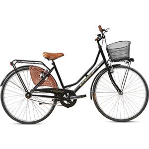 MADICKS Bicicletta Donna da Passeggio Olanda Misura 26 Bici da città Vintage retrò con Cestino Nero