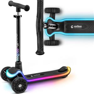 Cariboo Monopattino Bambino de 3 Anni - Scooter a 3 Ruote con Manubrio Regolabile e Luci LED - Nero LEDstar