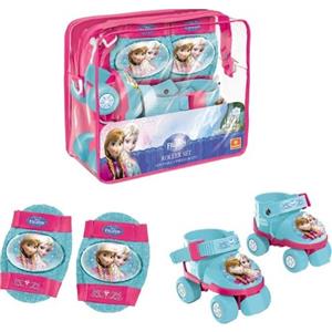 Mondo Toys - pattini a rotelle regolabili Forzen Disney per bambini - Taglia dal 22 al 29 - set completo di borsa trasparente, gomitiere e ginocchiere - 28298