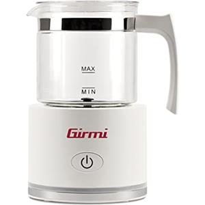 Girmi ML70 Montalatte, 600W, Capacità 250 ml, Contenitore in vetro, Spegnimento automatico, Monta e scalda anche Latte Vegetale, Bianco