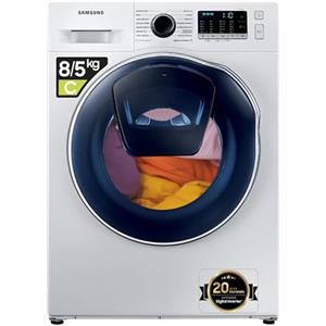 Samsung Lavasciuga AddWash WD8NK52E0ZW/ET, Slim 8 kg + 5 kg, Ecolavaggio, Vapore Igienizzante, Motore Digital Inverter Garantito 20 anni, 1200 rpm, LxAxP: 60 x 85 x 45,6 cm, Bianco/Nero